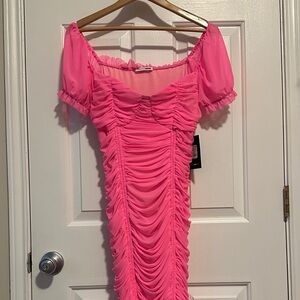 Fashion Nova Pink Ruched Dress